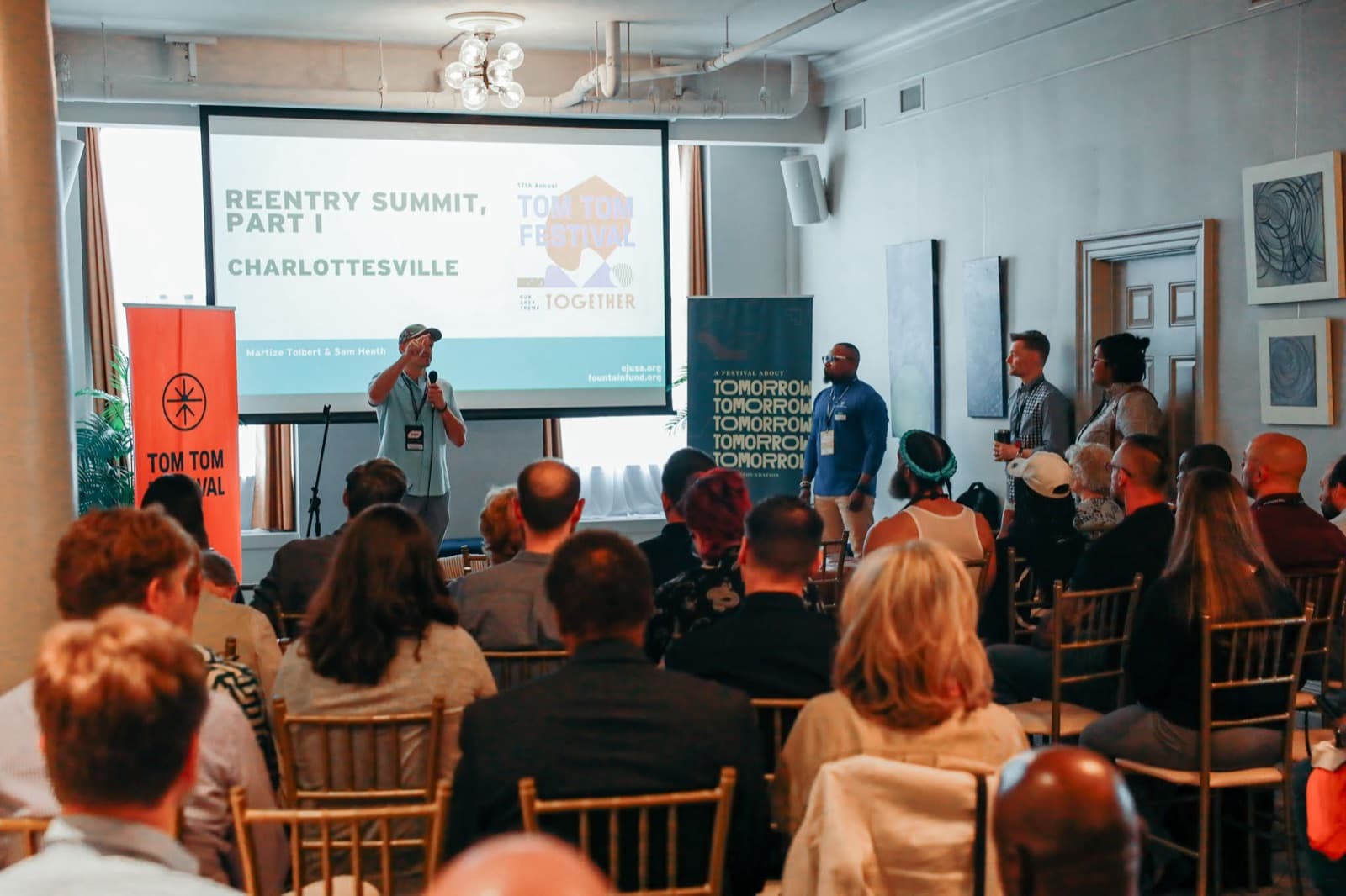 Speaker presenting the Reentry Summit, Part I in Charlottesville at the Tom Tom Festival